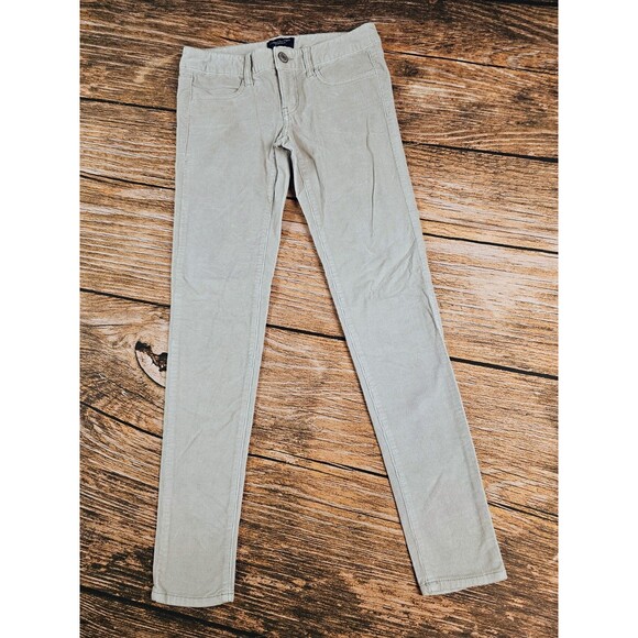 American Eagle Super Stretch Corduroy Jeans Womens 2 Light Gray Skinny EUC - Picture 1 of 8